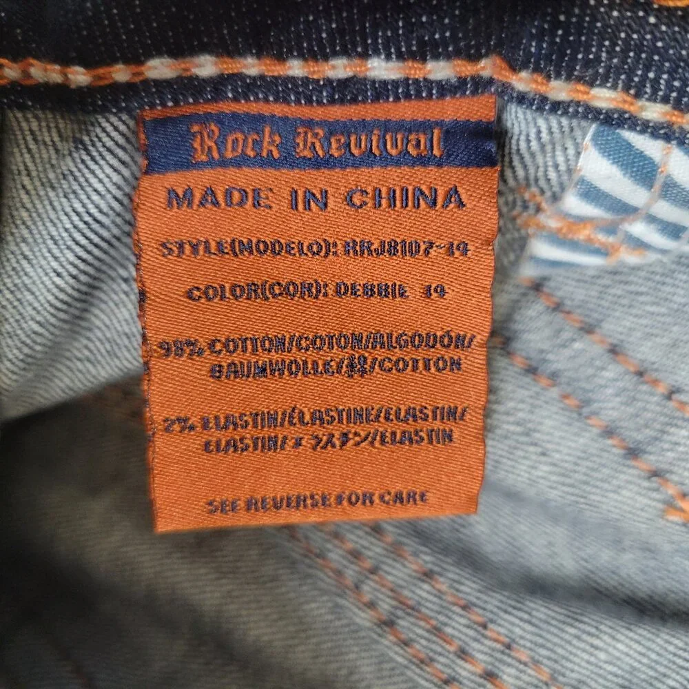 Rock Revival Women's Size 29 Jeans Debbie Straight Raw Hem Crop